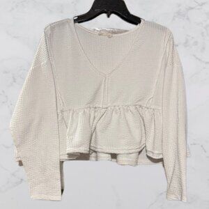 Altar'd State Cream Cropped Peplum Blouse Size M